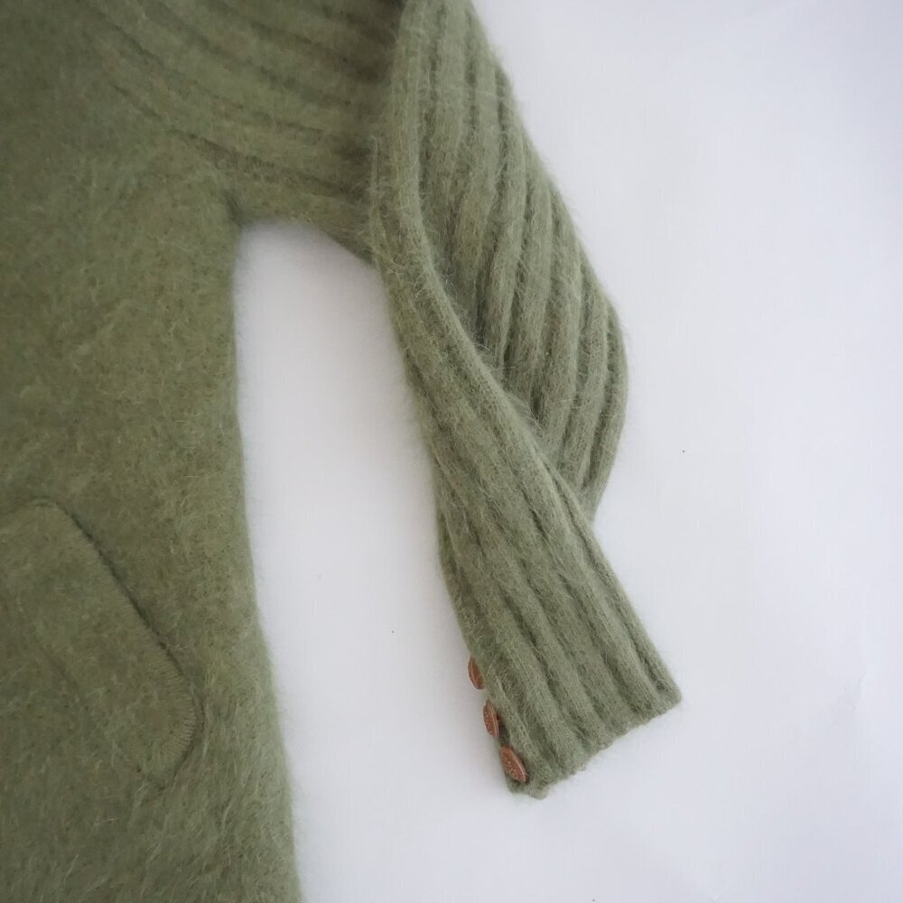 Vintage Carrie A Lee Olive Green Angora Button Up Sweater Cardigan M L - Picture 4 of 9